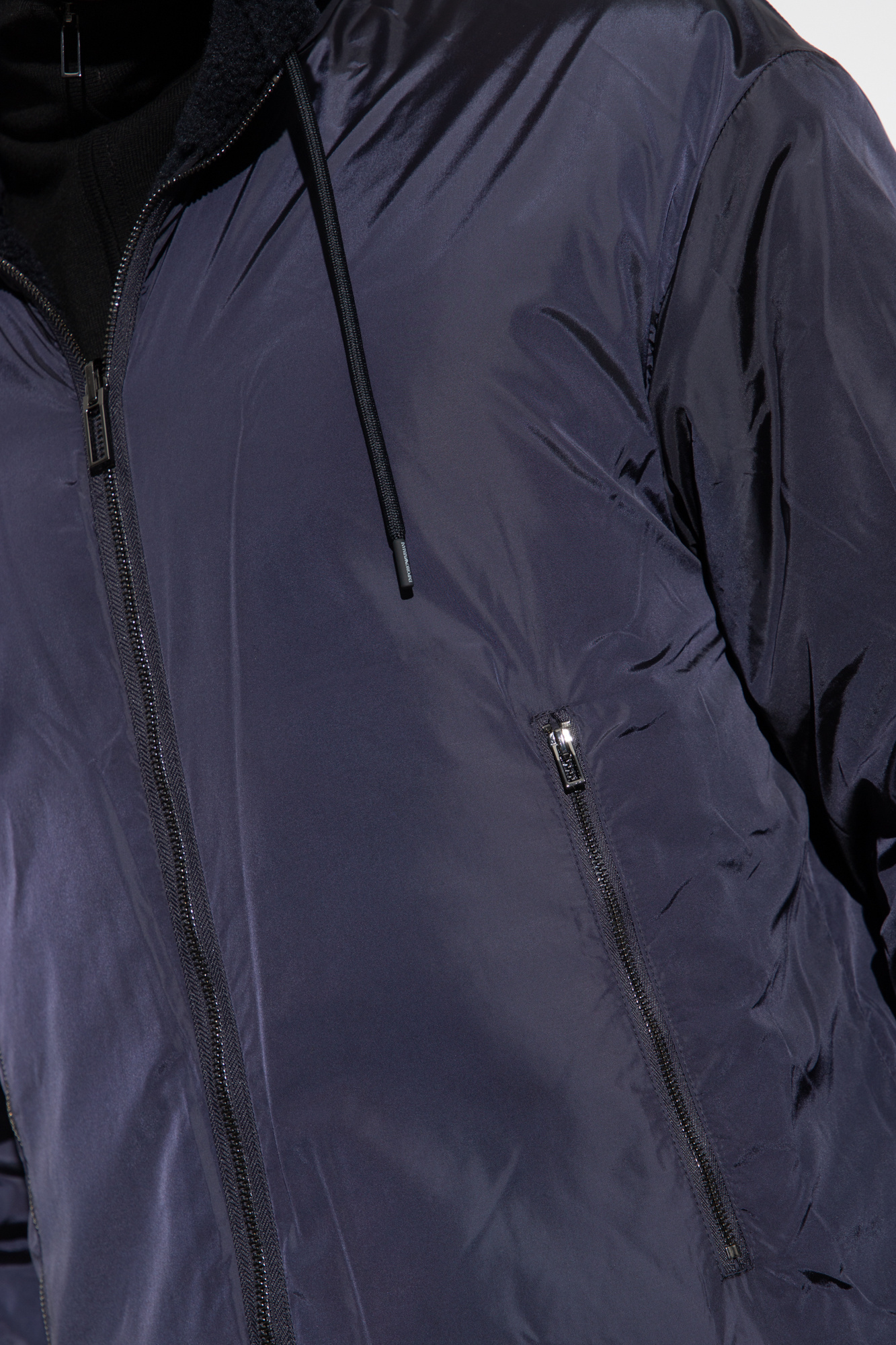 Navy blue Reversible jacket with stand collar Emporio Armani